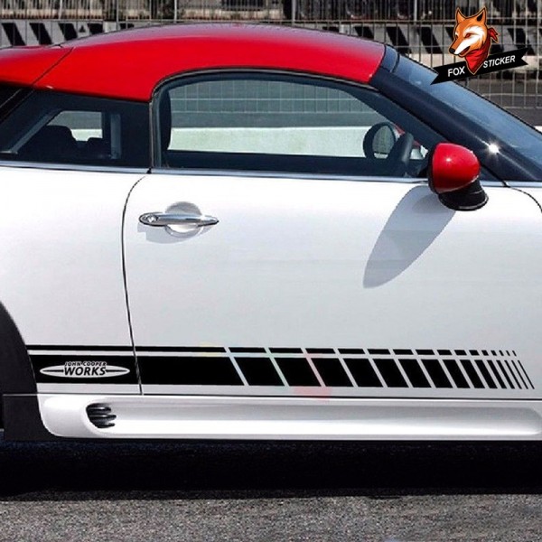 Car Sport Styling Vinyl Car Classic Body Sticker Decal Valance Door Racing Stripes Adhesive Decal for Mini Cooper S Car Styling